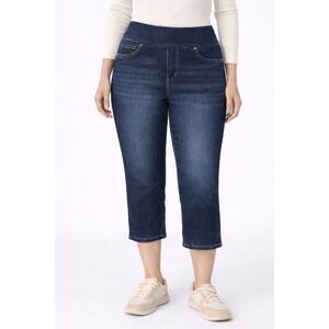 Lee Sculpting Capri Jeans Womens 14 M Night Games Slim Mid Rise Dark Wash NWT